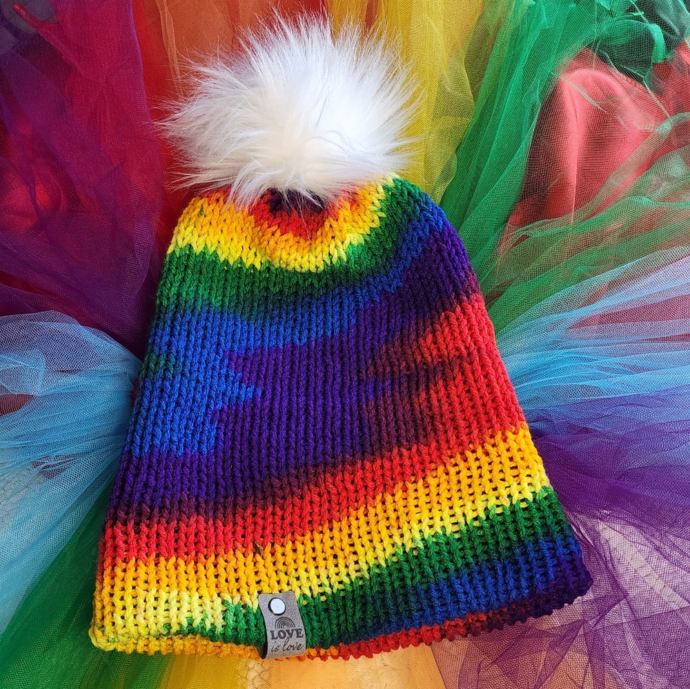 Knitted Rainbow/Pride Beanie